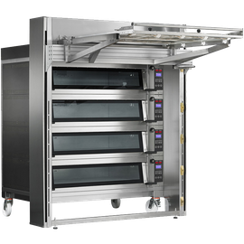 Multifunctional electric ovens with increased performance, available in different models with 4 trays 60x40 cm on each shelf