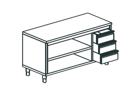 Стол производственный закрытый с 3-х сторон APACH CHEF LINE LWC721SH2DR